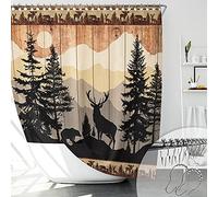Witzest Ensemble de Rideaux de Douche rustiques à Motif cerf de Chasse pour Salle de Bain, cabane forestière, décoration de Salle de Bain, Maison de Campagne, décoration de Salle de Bain, Tissu en