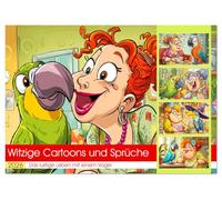 Witzige Cartoons und Sprüche. Das lustige Leben mit einem Vogel (Tischkalender 2026 DIN A5 quer), CALVENDO Monatskalender: Frauen mit Papagei für ein Jahr voller verrückter Momente