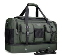 WITZMAN Grand Sac de Sport pour Homme en Nylon avec Compartiment à Chaussures, Noir, Sacs polochons de Voyage(B723 Vert Armée)