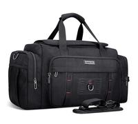 WITZMAN Sac de sport pour hommes, grand sac de voyage de nuit avec compartiment à chaussures, sac de gym pour le sport, sac de w nd pour le voyage, noir, 21.5 x 11 x 12.5 inches