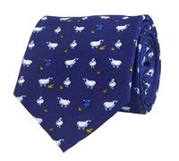 WITZROYS Cravate élégante 100 % soie pour homme avec imprimé mouton bleu marine + coffret cadeau, idéale pour mariage, fête, rendez-vous, cadeaux, bleu, Regular Length - 59"