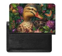 WIUFHFR Porte-Passeport pour Voyager Grenouille Mignonne Jouant De La Guitare Papillon Lune Étui pour Passeport en Cuir PU avec Emplacement pour Cartes