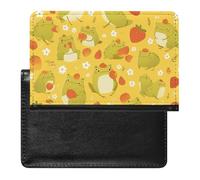WIUFHFR Porte-Passeport pour Voyager Mignon Motif De Grenouilles Et De Fraises Étui pour Passeport en Cuir PU avec Emplacement pour Cartes