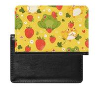 WIUFHFR Porte-Passeport pour Voyager Mignon Motif De Grenouilles Et De Fraises Étui pour Passeport en Cuir PU avec Emplacement pour Cartes