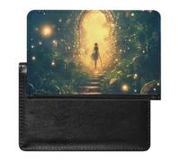 WIUFHFR Porte-Passeport pour Voyager Sentier Forestier Mystique Étui pour Passeport en Cuir PU avec Emplacement pour Cartes