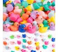 WIURGOHA Lot de 150 mini canards miniatures en résine 12 couleurs pour maison de poupée, accessoires de décoration de jardin, micro paysage, aquarium, petites maisons, jouets en pot