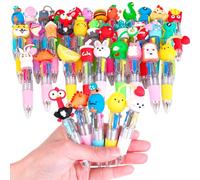 WIURGOHA Lot de 32 mini stylos multicolores tout-en-un 4 en 1 mignons en vrac pour enfants, cadeaux amusants pour enfants, cadeaux de fête, stylos animaux