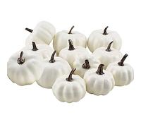 WIVAYE Lot de 12 mini citrouilles artificielles blanches en mousse, 6/7,7/9,5 cm, pour décoration, récolte d'automne, pour mariage, Halloween, Thanksgiving, décoration de table