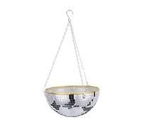 WIVAYE Pot de fleurs à suspendre en forme de boule à facettes avec crochet de plafond, 25,4 cm