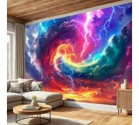 WIVCOMD Magie Cosmique Papier Peint Panoramique, Nébuleuse Abstraite Décoration Murale Moderne - 300 X 210 Cm Tapisserie Décorative Pour Chambre Salon Facile D’Entretien - Coloré