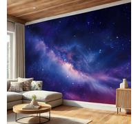 WIVCOMD Nébuleuse Céleste Papier Peint Panoramiqu Salle Des Enfants,Voie Lactée Mur - 450 X 315 Cm Pour Chambre Salon Bureau Personnalisé Décoration Murale - Violet