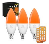 Wivety LED Ampoule E14 de Sommeil avec Télécommande, Ampoule Ambre sans Lumiere Bleue 1600K, 5W Pour la Chambre de Bébé, la Chambre à Coucher (3 paquets)