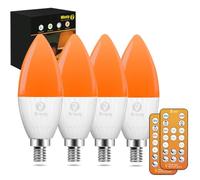 Wivety LED Ampoule E14 de Sommeil avec Télécommande, Ampoule Ambre sans Lumiere Bleue 1600K, 5W Pour la Chambre de Bébé, la Chambre à Coucher (4 paquets)