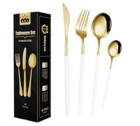 Wivico Set Couverts de 6 Personnes Table Dorés Ménagére 24 Pièces Ensemble de Table Couverts Inox Or Couvert Doré Comprend Des Couteaux/Fourchettes/Cuillères,Fini Miroir,Lavable Au Lave-vaisselle