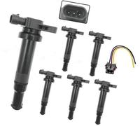 Wivplex Bobine d'allumage 6 pièces 27301-3E100 prise de bobine, for Hyundai, Santa, Fe 2007-2009 UF-554 273013E100 27301 3E100 Bobine d'énergie d'allumage automobile(BLACK Coil and Plug)