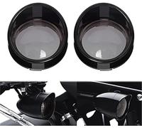 Wivplex Clignotants Style visière, couvercles et lentilles for Harley, Touring, FLHX, Sportster, Softail, Dyna, Noir Brillant Lentille de Clignotant fumée pour Moto