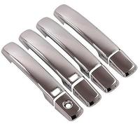 Wivplex for NISSAN, Navara Frontier D40 2005-2013 Couvercle de poignée porte voiture chromé en fibre carbone Couvre-poignée de porte extérieure de voiture(Silver 2 Buttons)