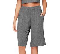WiWi Short de nuit doux pour femme en viscose de bambou Pantalon court léger Taille S à 3X, A-Gris chiné foncé, M