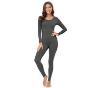 WiWi Sous-vêtements thermiques en bambou ultra doux pour femme, ensemble de pyjama avec couche de base légère, taille S à 3X, Gris, XL
