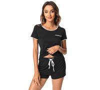 WiWi Womens Pajamas Set Soft Bamboo Pjs Nightwear Short Sleeve Top with Shorts Pajama Sets Plus Size Sleepwear S-4X