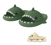 WIWIDANG Shark Swell Chanclas, Shark Slides Adulte Été Femmes Hommes Shark Cloud Pantoufles Antidérapantes Bout Ouvert Pantoufles de Bain (Olive Green, 44/45 EU)