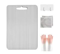 WIWIDANG Yamato Planche à découper en titane, planche à découper en acier inoxydable, planche à découper en titane pour cuisine, ensemble de planches à découper double face (XL : 39 x 28 cm)