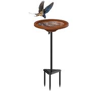 WiwiIron Baignoire pour Oiseaux d'extérieur très résistante, 97,8 cm Amovible pour Le Jardin, Bol pour Oiseaux, Spa et mangeoire à Oiseaux avec Support en métal pour Jardin extérieur, Style Cercle