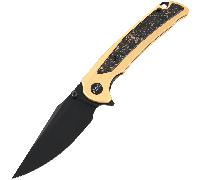 WIXCO SCORT - 14C28N BSW with Gold Al/Shredded CF handle Linerlock WX14-B