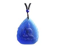 Wixine Collier pendentif statue de médecine Bouddha en verre béni, Verre, Bleu, Petit