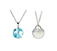Wixine Lot de 2 colliers terrarium nuages ciel bleu résine magique fée bulle pendentif collier en résine bijoux cadeau