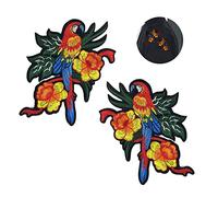 Wixine Lot de 2 écussons brodés à coudre Motif perroquet arc-en-ciel