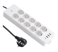 WIYETY 10 prises blanches : prise 14 en 1 avec 3 USB, 1 câble de type C et 2 m, prise portable pour smartphones, ordinateurs portables, iPad