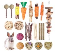 WIYETY 18 Pièces Jouets à Mâcher pour Petits Animaux - Lapins, Hamsters, Cochons d'Inde, Chinchillas - Jouets Molaires pour Rongeurs