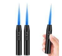 WIYETY 2 Pièces Briquet À Flamme Jet: Briquet Tempête Rechargeable Au Gaz(Vendu sans Gaz, 10,8 x 1,9 cm)