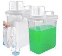 WIYETY 2 Pièces Distributeur de Détergent Hermétique 2000 ml Avec Gobelet Doseur - Boîte de Rangement Multi-Usages Pour Lessive en Poudre