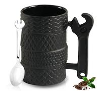 WIYETY 500 ml Tasse de pneu avec cuillère : tasse à pneu Grande tasse en céramique, tasse créative en céramique, tasse 3D, tasses à café, tasses cadeaux pour la maison, le bureau, la voiture, le
