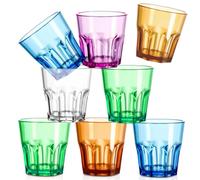 WIYETY 8 Pièce Verres à Boire 6 Couleurs Verres Réutilisables Acrylique Lave-vaisselle Multicolore Gobelets Empilables Verres à Jus et Soda Tumbler Verre Couleur pour Camping Restaurant