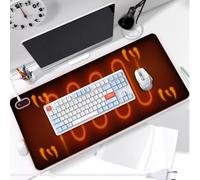 WIYETY 80 x 33 cm Tapis de souris chauffant en cuir synthétique : sous-main de qualité supérieure, écran tactile, pour l'hiver, pour PC, ordinateur portable, bureau, noir