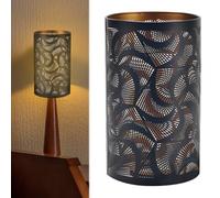 WIYETY Abat-jour en métal, abat-jour creux E27 pour lampe de table, abat-jour cylindrique en métal creux, pour lampadaire, lampe de table - Noir, 12 x 12 x 20 cm