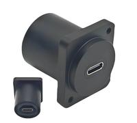 WIYETY Adaptateur de panneau USB C 10 Gbps : alliage d'aluminium noir D/XLR, adaptateur 100 W pour rallonge pour tableau de bord de voiture/RV/bateau, 30 cm