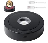 WIYETY Base lumineuse LED ronde rotative : support d'affichage LED noir avec 8 modes d'éclairage, type C ou 3 piles AAA, base d'affichage de bureau, plaque de base pour boule en verre, art en cristal