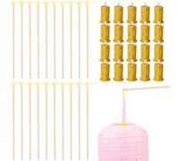WIYETY Bâton de Lanterne avec LED : 20 Pcs Bâtons en Bois avec 20 Pcs Mèches Couleur Chaude, 26,5 × 0,6 CM Bâton de Lanterne pour Enfants, Lumière de Lanterne pour Fêtes d’Enfants, St Martin