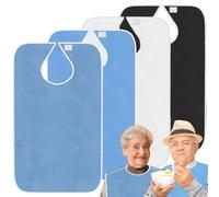 WIYETY Bavoir en Éponge Réutilisable et Lavable pour Adultes, Personnes Âgées, Hommes, Femmes et Handicapés - 4 Bavoirs Bleu Foncé, Bleu Clair, Blanc et Gris