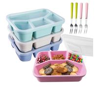 WIYETY Bento Lot de 4 boîtes à déjeuner pour adultes et enfants avec 4 fourchettes, boîtes à collations pour petit-déjeuner avec couvercle pour utilisation en pique-nique, école