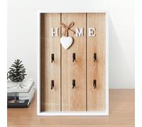 WIYETY Boîte à Clés en Bois: Boîte à Clés Murale en Bois avec 6 Crochets, Armoire à Clés Moderne en Bois, Porte Clef Mural en Bois, Boîte de Clés Armoire à Blés pour Salon, Chambre à Coucher, Cuisine