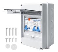 WIYETY Boîte à fusibles en saillie et subdistribution avec disjoncteur de puissance : IP65, boîte de distribution pour jardin ou extérieur, villas, bornes