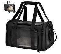 WIYETY Boîte de transport pour chat Sac de transport pour chat Sac pour animaux de compagnie : 3-6 kg Boîtes de transport pliables pour chats Sac de transport chat pour chats, petits chiens, noir
