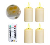 WIYETY Bougies LED beiges : lot de 4 bougies LED avec télécommande, pour l'Avent, pour les églises et Noël