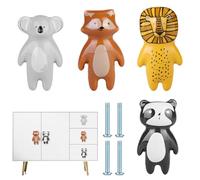 WIYETY Boutons d'armoire animaux Boutons de meubles en céramique : 4 pièces Poignées de tiroir Boutons en céramique Poignées d'armoire en céramique Poignées d'armoire Caricature pour la maison Cuisine