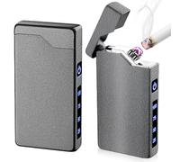 WIYETY briquet à arc électrique rechargeable par USB : étanche et coupe-vent, électronique, avec indicateur de batterie, plasma, rechargeable de type C, pour homme (noir)